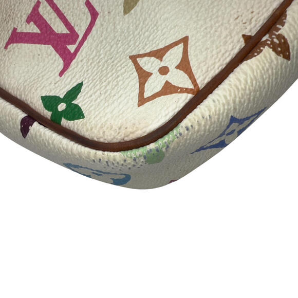 Louis Vuitton Murakami Pochette Baguette White Leather w/Multicolor LV Monogram - Picture 6 of 13